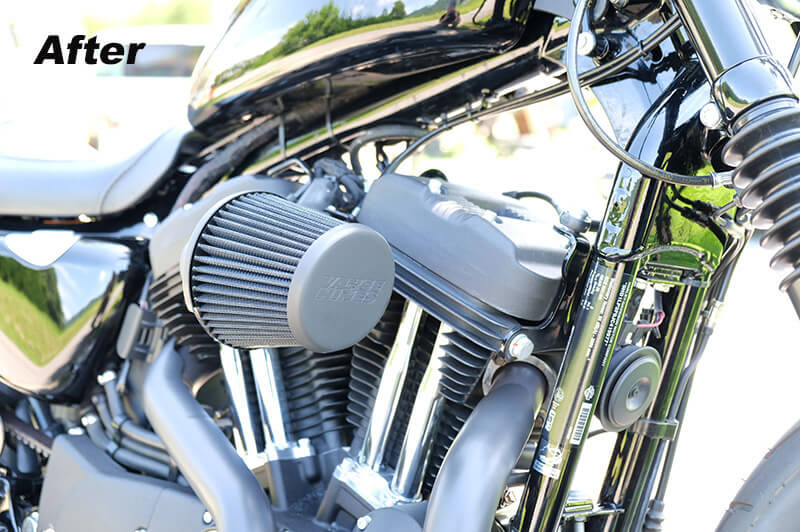 スポーツスターにVANCE&HINES（バンス＆ハインズ）VO2ファルコンエアクリーナーを取付後